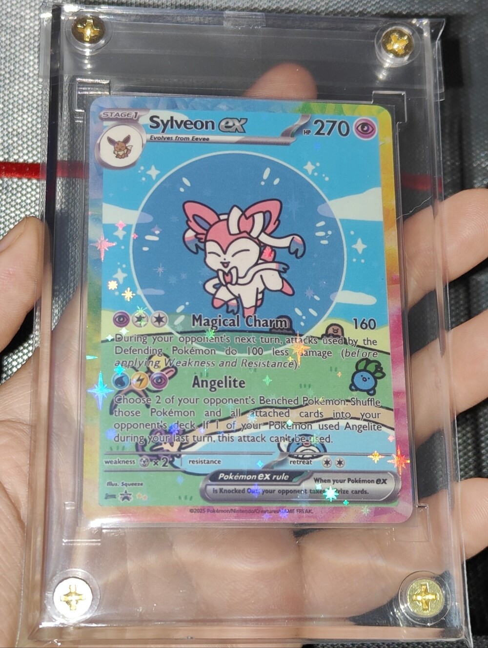 Sylveon Chibi Bubble holo display encased Pokémon Doujin Unofficial card Chinese